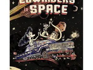 Book cover with lowrider car in space