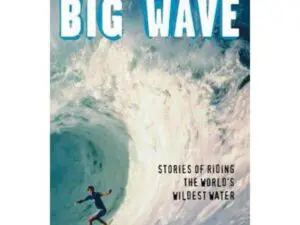 Book cover: surfer riding giant wave