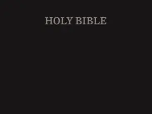 Black Holy Bible cover with centered title