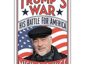 Political book cover with portrait and American flag