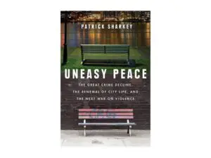 Book cover Uneasy Peace, two park benches