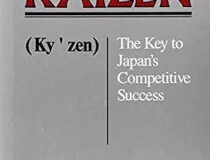 Kaizen business book cover, red title