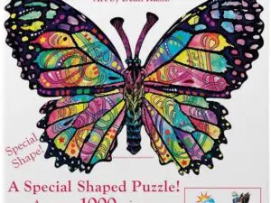Colorful stained-glass butterfly puzzle box