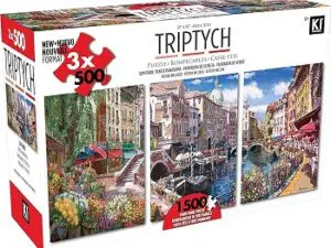 Triptych 3x500-piece Venetian canal puzzle box