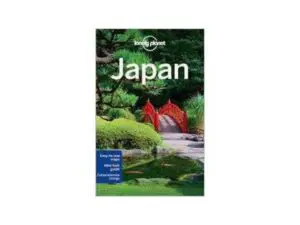 Lonely Planet Japan guidebook with red bridge