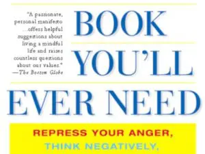 Satirical self-help book cover with provocative slogans