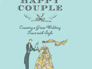 Vintage wedding couple toasting illustration