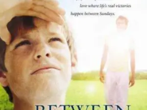Movie poster: boy shading eyes in sunlit field