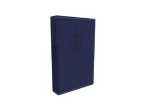 Blue book with embossed lion emblem