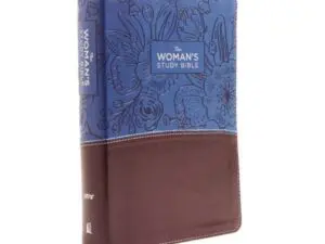 Blue floral Woman's Study Bible with brown cover