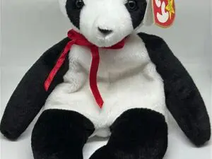 Plush black and white panda with Ty tag
