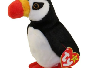 Ty puffin plush toy with red heart tag