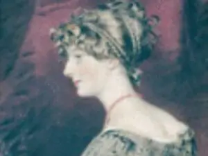Profile portrait of woman in Regency dress