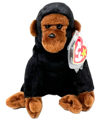 Black and brown plush gorilla with TY tag