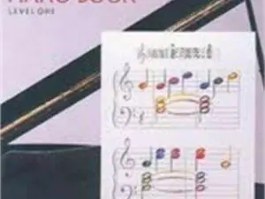 Piano theory book cover with colorful notes