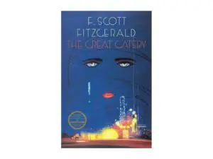 The Great Gatsby book cover, stylized blue face