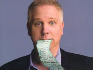 Person with California-shaped map in mouth