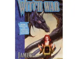 Fantasy book cover with witch and dragon