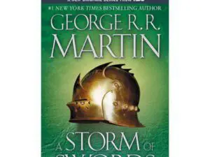 A Storm of Swords book cover with helmet