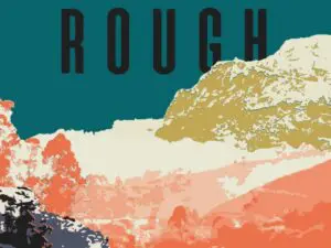 Stylized colorful mountain landscape poster