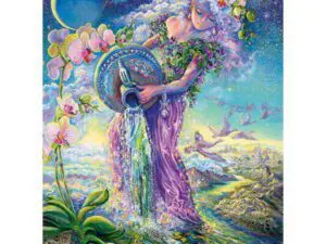 Ethereal goddess pouring cosmic water from urn