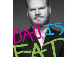 Man portrait with colorful 'Dad Is Fat' title