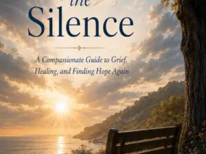 Book cover: bench overlooking sunset ocean