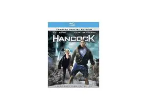 Hancock Blu-ray cover with superhero and woman