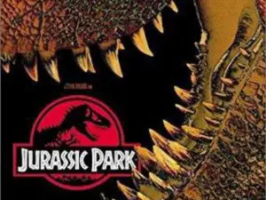 Jurassic Park logo inside dinosaur jaws
