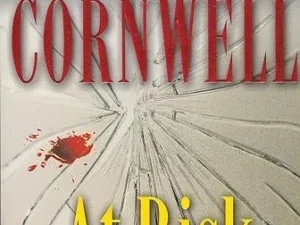 A book cover with a broken glass and blood