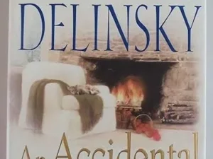 A book cover with a fireplace and couch.