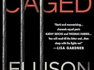 A book cover with the title caged by ellison.