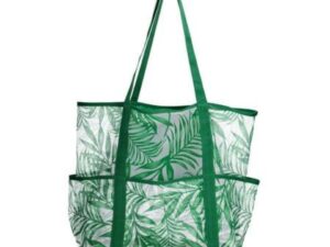 Time and Tru Mesh Beach Tote - Tropical Leaves (Green)
