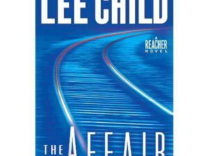 Blue thriller novel cover with curved train tracks