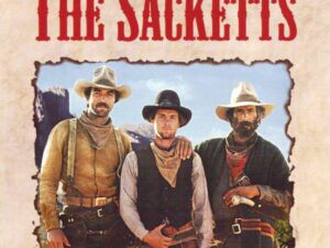 Three cowboys on The Sacketts book cover
