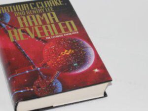 Red science fiction hardcover book titled Rama Revealed