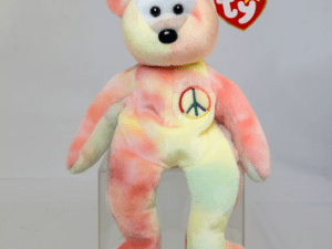 "Peace" the Pastel Bear TY Original Beanie Babies Collection (Rare & Retired Vintage Collectible)