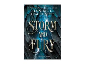 Storm and Fury book cover, teal feathers, lightning