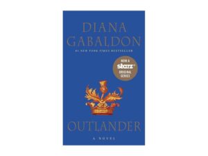 Blue Outlander book cover with gold crest