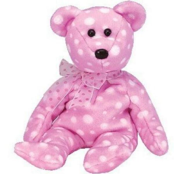 "Fizz" the Pink Bear TY 10 Years Beanie Babies Collection (Rare & Retired Vintage Collectible)