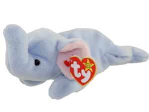 "Peanut" the Light Blue Elephant TY Original Beanie Babies Collection (Rare & Retired Vintage Collectible)