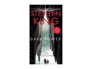 The Dark Tower book cover with silhouetted gunslinger