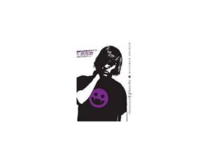 Silhouette of person wearing purple smiley shirt
