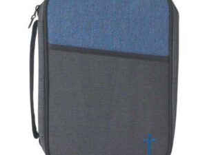 Blue & Gray Extra-Large Bible Cover with Cross