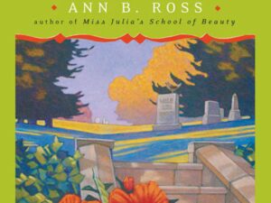 Book cover showing cemetery steps and red flowers