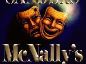 Gold theater masks with "Sanders McNally's" text