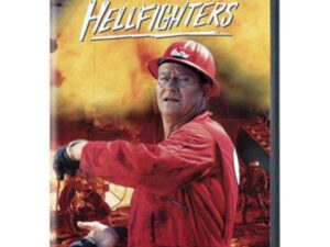 DVD cover: firefighter in red suit against flames