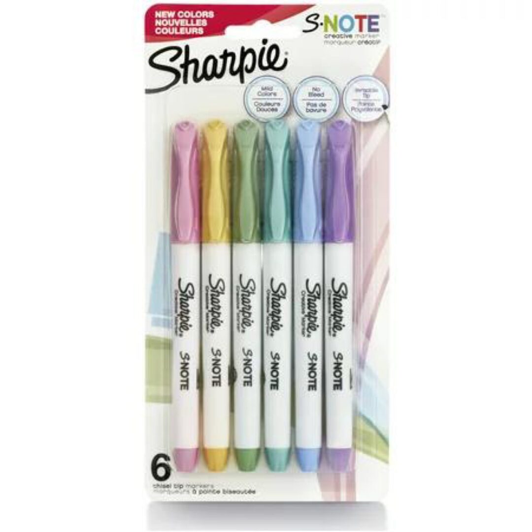 Pack of six pastel Sharpie S-Note highlighters