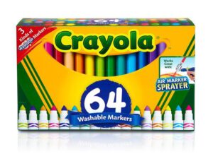 Crayola Washable Broad Line Markers (includes 8 Gel / 8 Window Markers) 64 Count (New / Boxed)