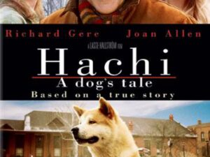 Hachi movie poster featuring dog and humans